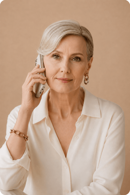 Coco holding a phone during a friendly conversation